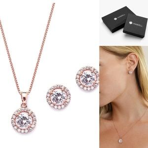 BRAND NEW! Rose Gold Necklace & Earrings Set